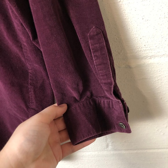 J. Jill Womens Corduroy Button Down Shirt Size M Purple 70s Retro Classic Office - Picture 3 of 6